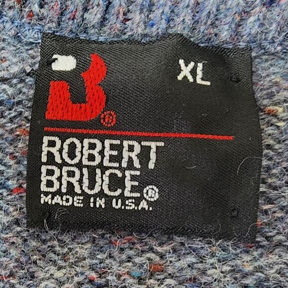 VTG Robert Bruce Wool Blend Blue Multi Color Cardigan Sleeveless Vest  Mens XL - Picture 7 of 8